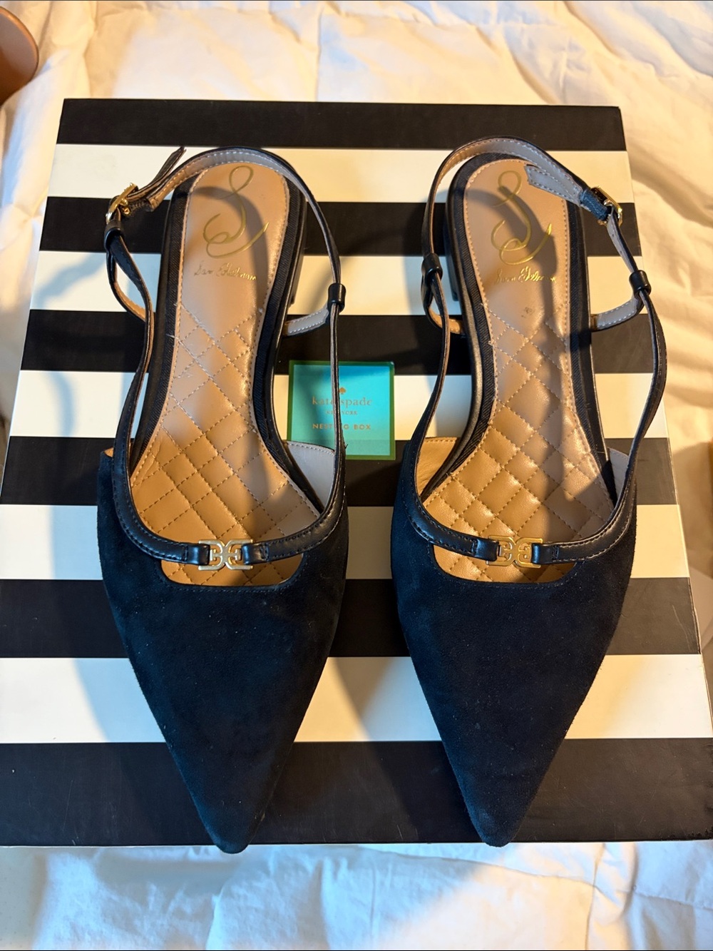 Sam Edelman black suede Pointed-Toe Slingback Flats us 7.5